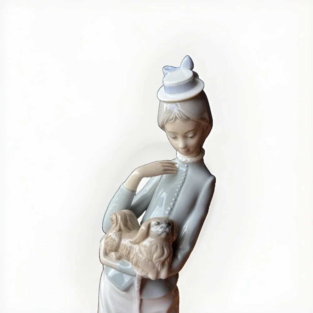 Lladro Traveling Companions 6753 Porcelain Figurine Lady Dog Parasol Vintage 70s